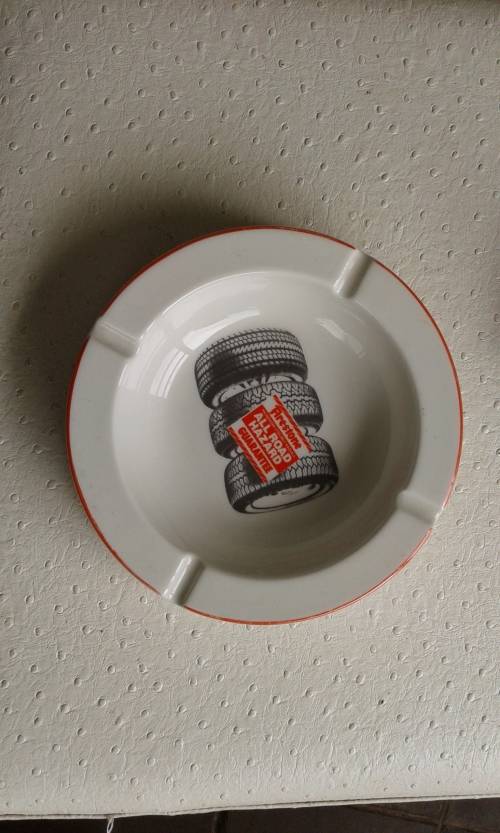 Vintage Firestone All Road Hazard CONSTANTIA Porcelain Ash Tray