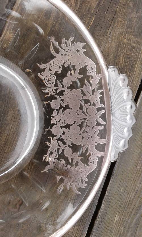 Vintage Glass Snack Bowl With Delicate Silver Plate Decoration