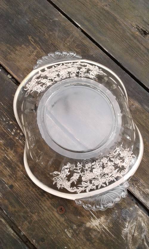 Vintage Glass Snack Bowl With Delicate Silver Plate Decoration
