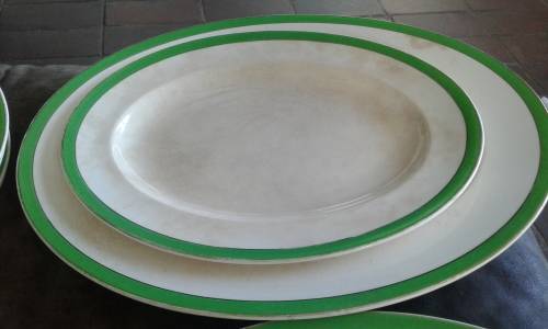 Queens Green Solianware Simpson`s Potteries Green Gold Rimmed Art Deco Dinner Set 13 Pieces