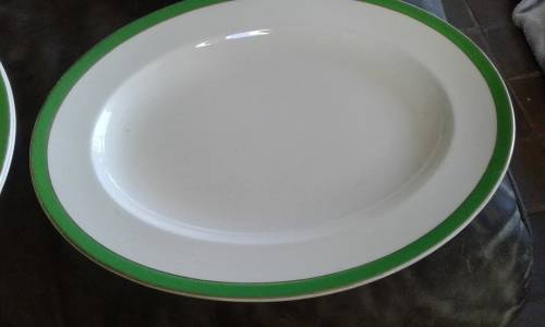 Queens Green Solianware Simpson`s Potteries Green Gold Rimmed Art Deco Dinner Set 13 Pieces