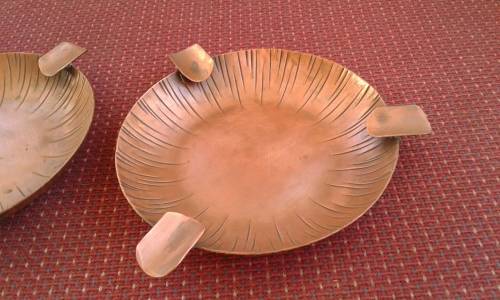 Two Vintage Mid Century Modern Copper Ash Trays