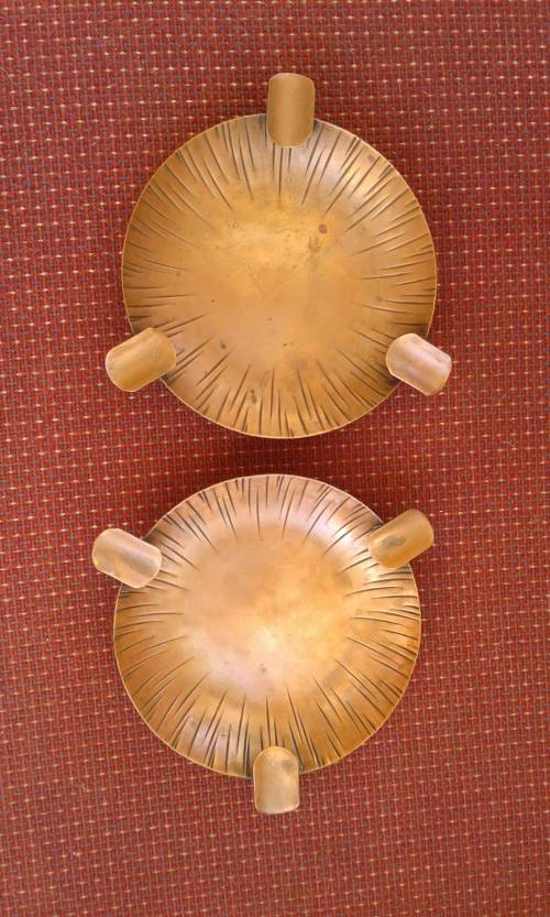 Two Vintage Mid Century Modern Copper Ash Trays