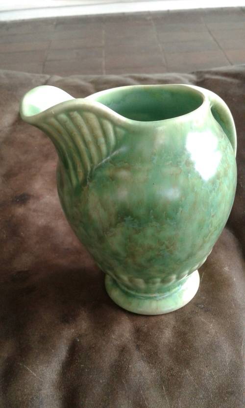 Art Deco Crown Devon Marbled Green Milk Jug