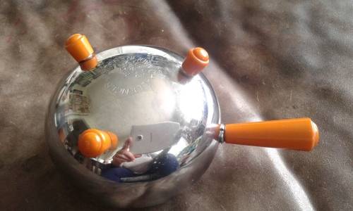 Vintage Mid Century Chrome Over Copper Milk Jug With Bakelite Feet And Handle Challenger