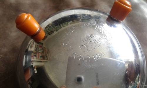 Vintage Mid Century Chrome Over Copper Milk Jug With Bakelite Feet And Handle Challenger