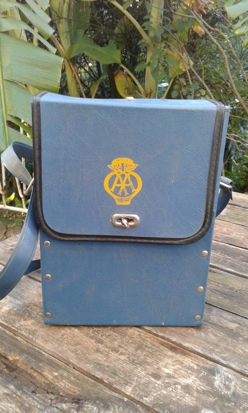 Vintage RSA AA Blue Travel Box Small Suitcase With Spoon