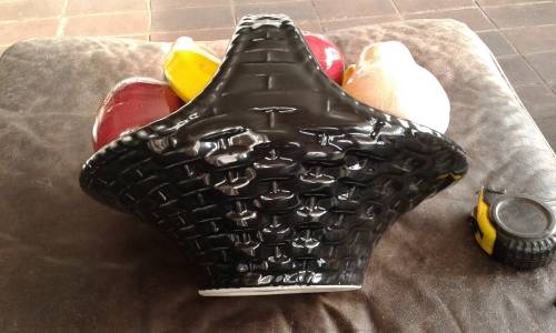 Unique And Striking Large Italian Murano Art Glass Fruit Basket A Cornucopia Of 9 Fruit Marked 1940s
