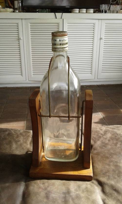 Rare Vintage 1 Gallon Johnny Walker 1960s Bottle With Built In Pourer Wooden Stand Original Lid