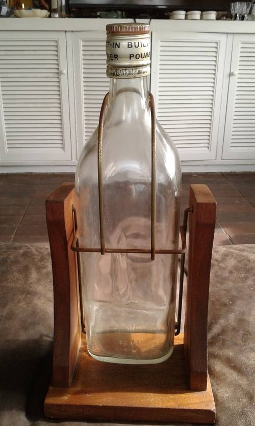 Rare Vintage 1 Gallon Johnny Walker 1960s Bottle With Built In Pourer Wooden Stand Original Lid