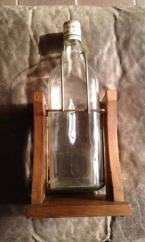 Rare Vintage 1 Gallon Johnny Walker 1960s Bottle With Built In Pourer Wooden Stand Original Lid