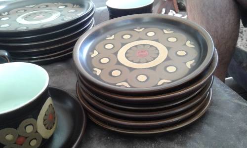 Denby ARABESQUE By Gill Pemberton Samarkand Brown Dinner And Coffee Set Mid Century Modern 26 Pieces