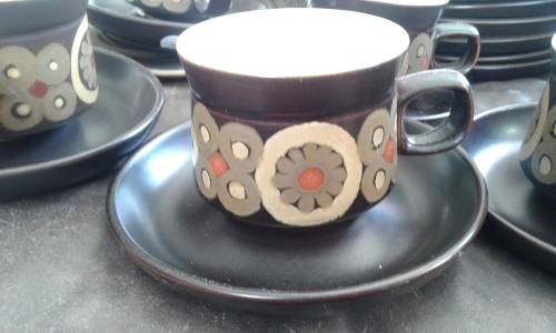 Denby ARABESQUE By Gill Pemberton Samarkand Brown Dinner And Coffee Set Mid Century Modern 26 Pieces
