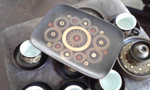 Denby ARABESQUE By Gill Pemberton Samarkand Brown Dinner And Coffee Set Mid Century Modern 26 Pieces