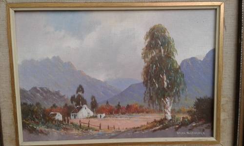 Brian Blakemore Farmhouse And Landscape Oil Painting Framed Signed Well Known Eastern Cape Artist