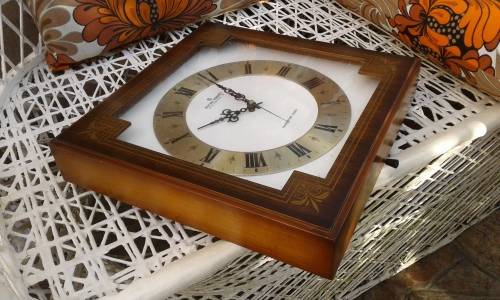 Rare Mid Century Vintage Aichi Tokei Aichron S Wooden Transistor Wall Clock Retro Japan