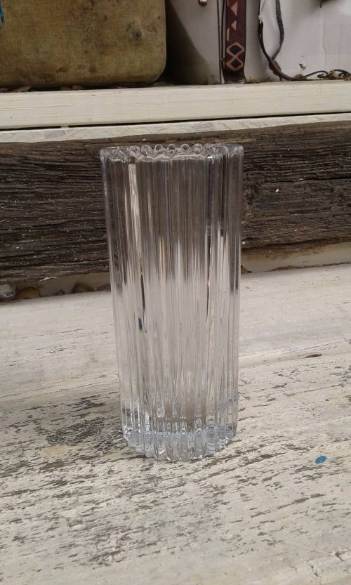 Vintage Mid Century German Lead Crystal Clear Art Glass Vase