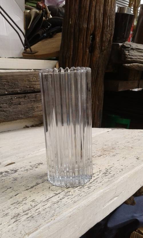 Vintage Mid Century German Lead Crystal Clear Art Glass Vase
