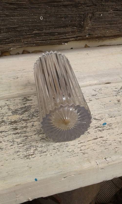 Vintage Mid Century German Lead Crystal Clear Art Glass Vase