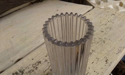 Vintage Mid Century German Lead Crystal Clear Art Glass Vase