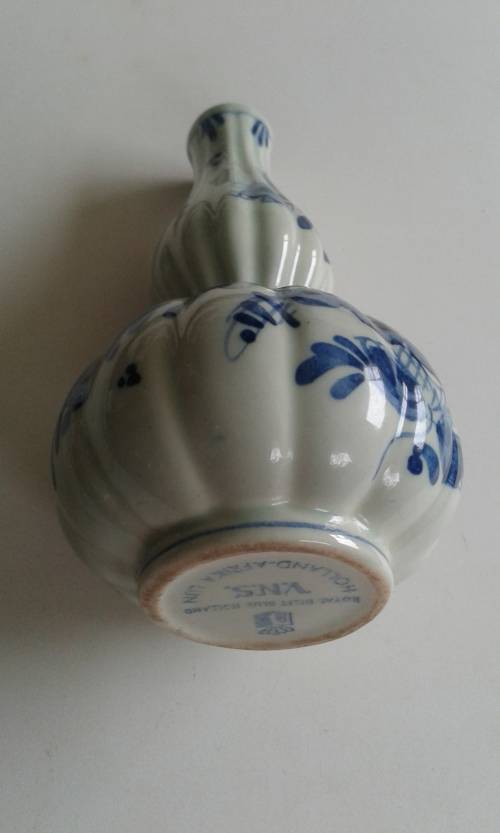 Rare Vintage Holland Afrika Lun V.N.S Royal Delft Blue Small Ocean Liner Table Vase 1930s