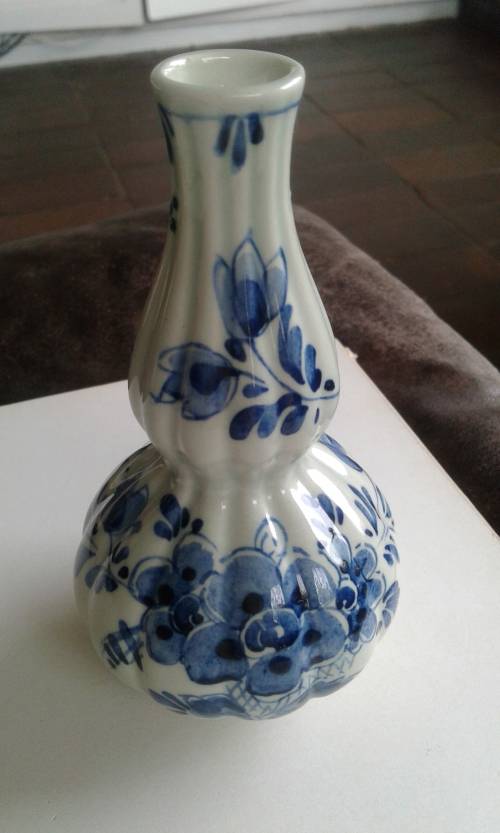 Rare Vintage Holland Afrika Lun V.N.S Royal Delft Blue Small Ocean Liner Table Vase 1930s
