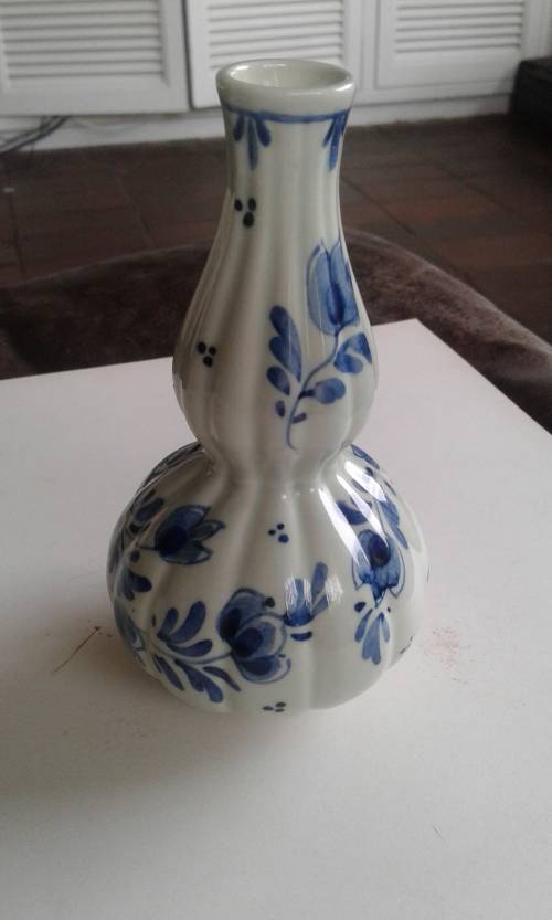 Rare Vintage Holland Afrika Lun V.N.S Royal Delft Blue Small Ocean Liner Table Vase 1930s