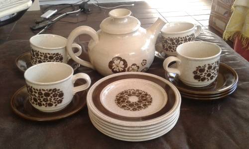 Vintage Mid Century Modern Staffordshire Kiln Craft Ironstone Tableware Coffee Tea Set