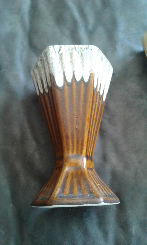 2 Vintage Mid Century Modern Ceramic Majolica  Flower Vases 1960s