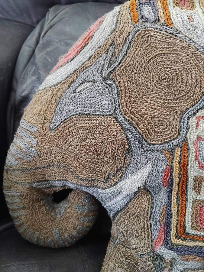 Vintage Rare And Unique Hand Embroid Elephant Coffee Or Tea Pot Cozy India Insulated
