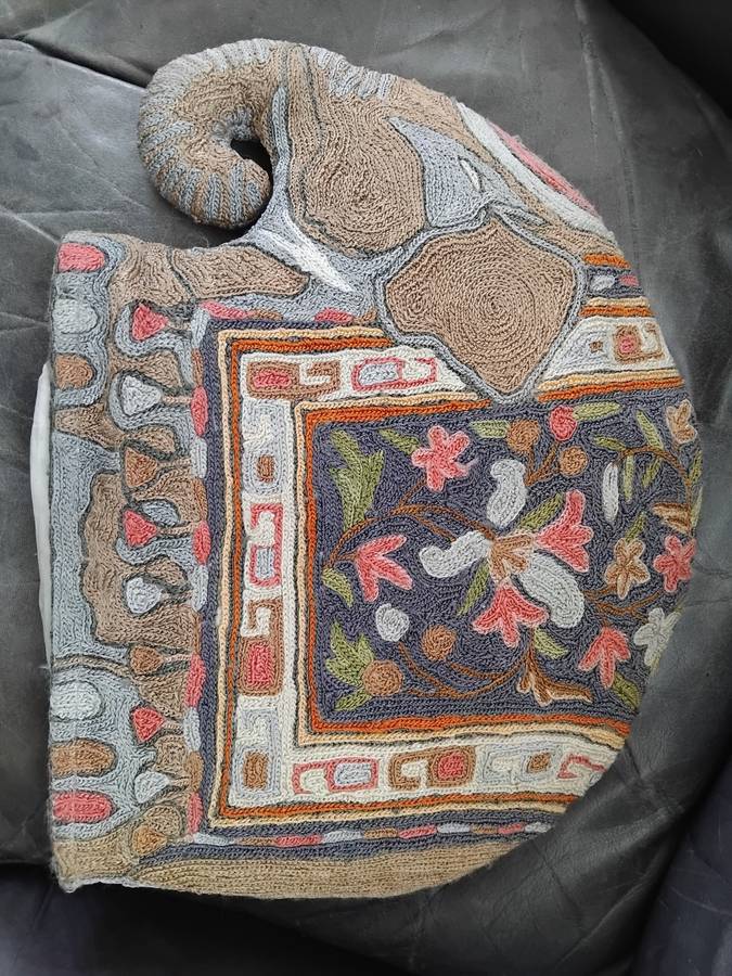 Vintage Rare And Unique Hand Embroid Elephant Coffee Or Tea Pot Cozy India Insulated