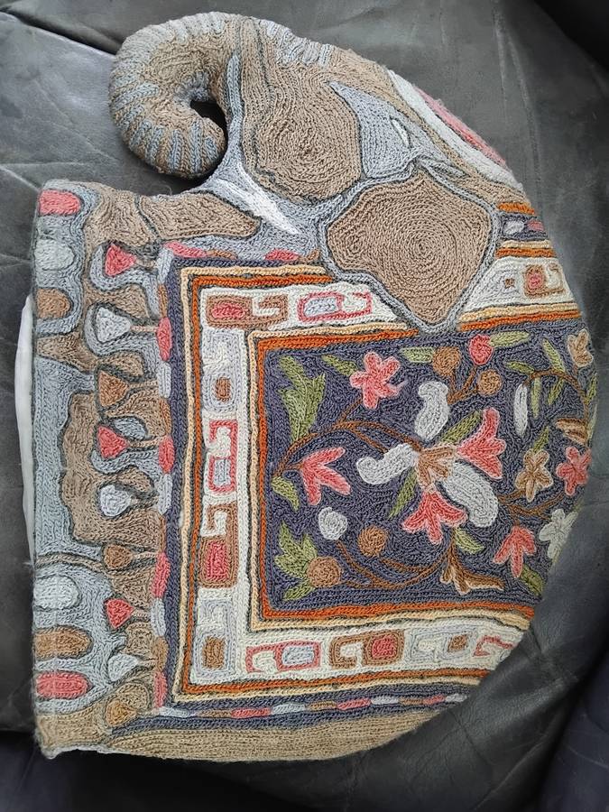 Vintage Rare And Unique Hand Embroid Elephant Coffee Or Tea Pot Cozy India Insulated