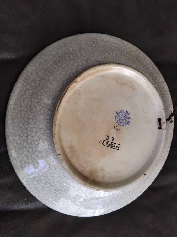 Amazing Art Deco Ceramic Boch La Louviere Charles Catteau D.9 Bowl Stand Wall Plate Belgium