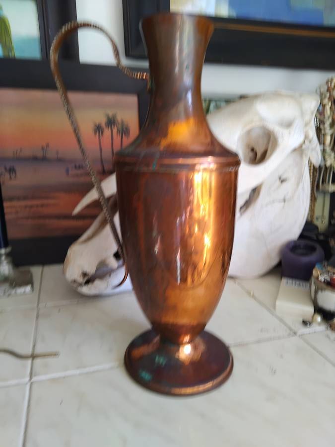 Vintage Large Mid Century Modern Copper Vase Amphora