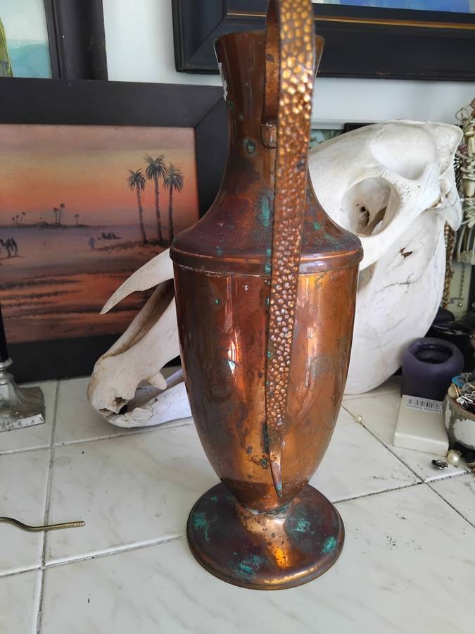 Vintage Large Mid Century Modern Copper Vase Amphora