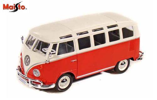 Maisto 1:24 Volkswagen Samba - Red / White