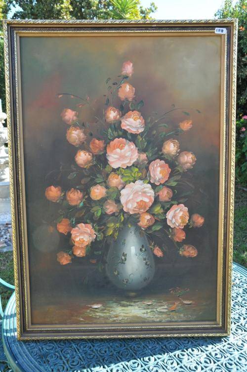 STUNNING OIL ON BOARD STILL LIFE-VERY BIG ONE,SIGNED