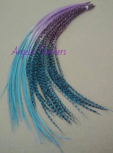 5 X BLUEBERRY CHEESECAKE - OMBRE TYE DYE FEATHER HAIR EXTENSIONS