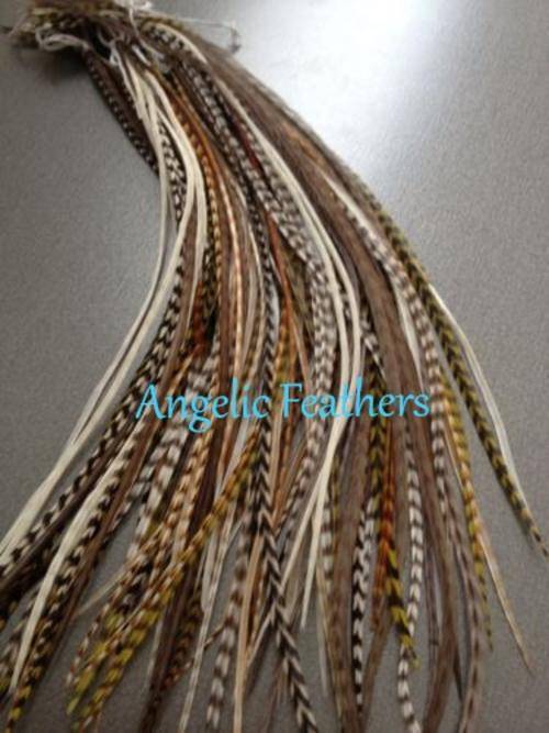 brown natural colour feather hair extensions