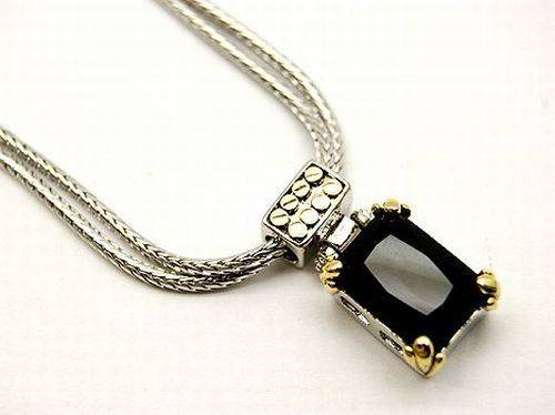 "BLACK SQUARE ONYX  ON A CHAIN" - PENDANT