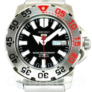 New SEIKO 5 Automatic "Black Monster" 21 Jewels Stainless Steel Gents Watch"EXTREMELY RARE!!!""