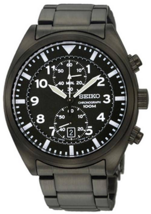 New SEIKO Chronograph*MIDNIGHT BLACK* Stainless Steel Gents Sports Watch*MARCH MADNESS SALE!!*