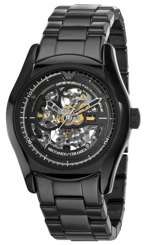 *NEW* EMPORIO ARMANI AR1414 Ceramic Skeleton Meccanico Gents Watch**NEW ARRIVAL**
