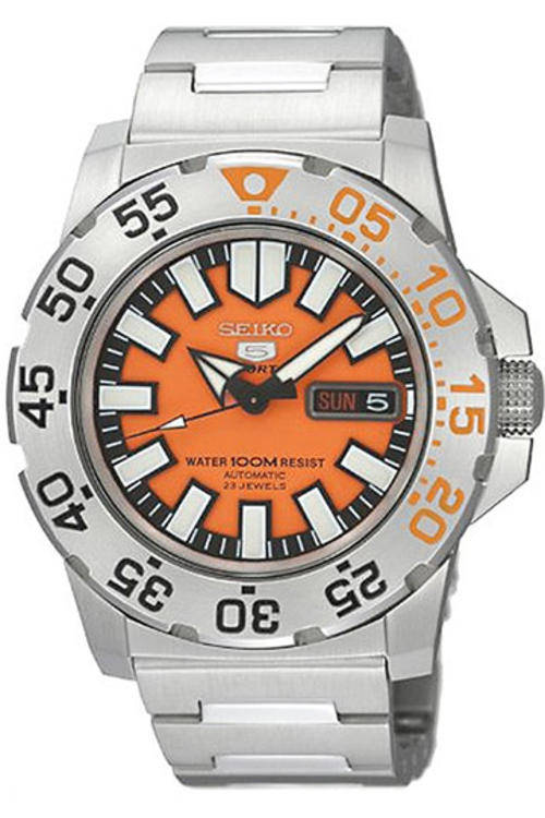 New SEIKO 5 Automatic 21 Jewels Stainless Steel Gents Watch"LITTLE ORANGE MONSTER!!!""