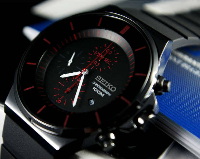 New SEIKO Black Ion Plated 2-Tone Chronograph Gents Watch "STUNNING NEW LOOK!!"