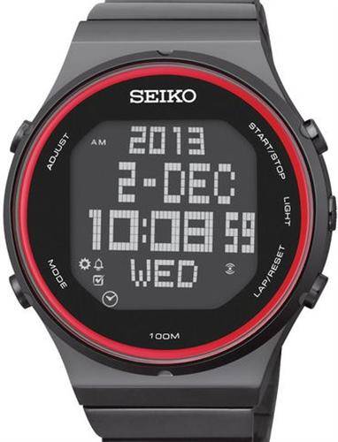 New SEIKO STP013 Red DIGITAL Chronograph Ion Plated Gents Quarts Sports Watch(1st ON BoB)