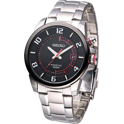 New SEIKO Kinetic Black Dial Stainless Steel Gents Watch"2014-TOP PICK!!!"