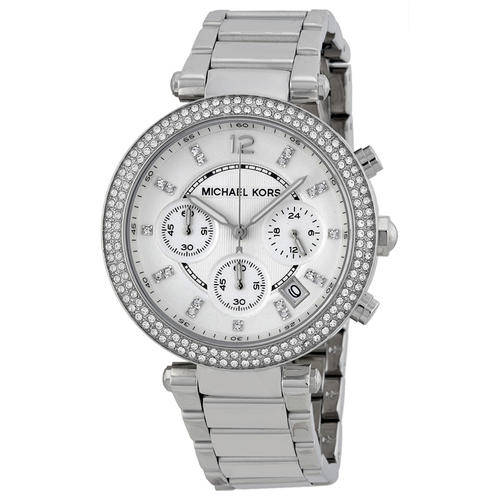 MICHAEL KORS Parker Silver Chronograph Ladies Dress Watch"HOT HEW ITEM!!!"