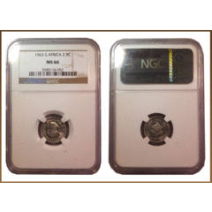 Crazy R1 Start 1963 rare 2.5 cents ms66 NGC graded  beauty of a coin!! Second highest grade!!