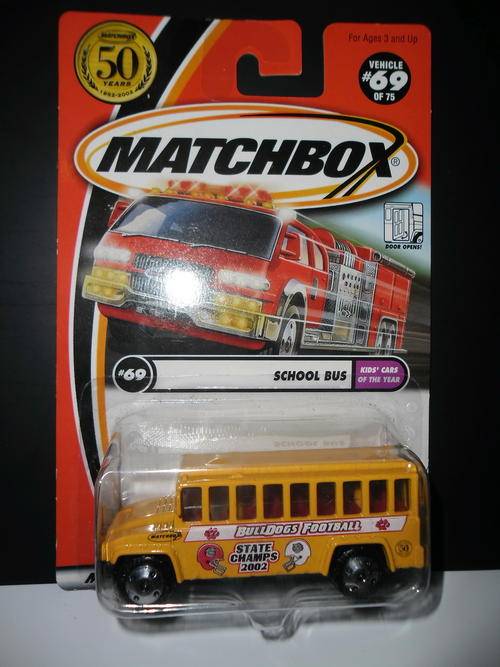 Matchbox School Bus Matchbox 69/75 (50 Anniversary) (mint on Long Card)